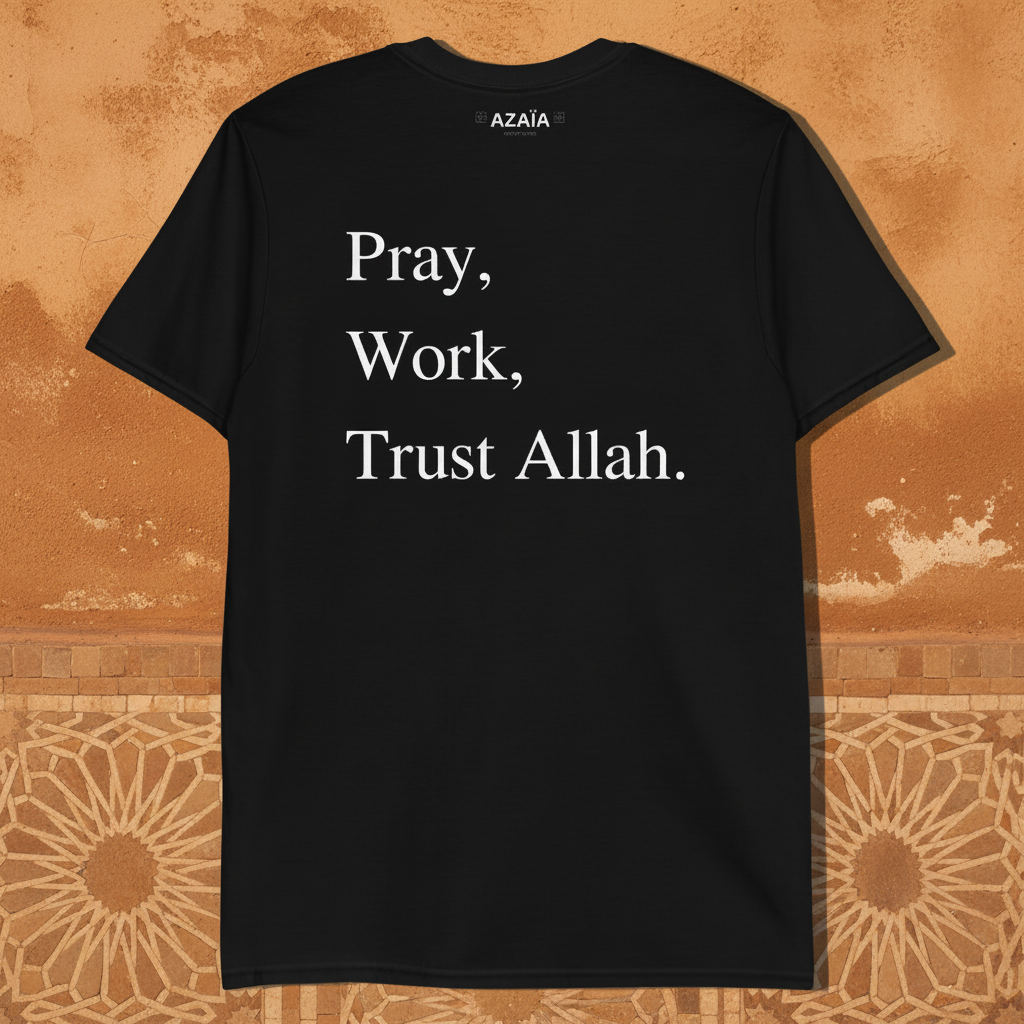 T-shirt Édition Noire Azaïa — Pray Work Trust Allah