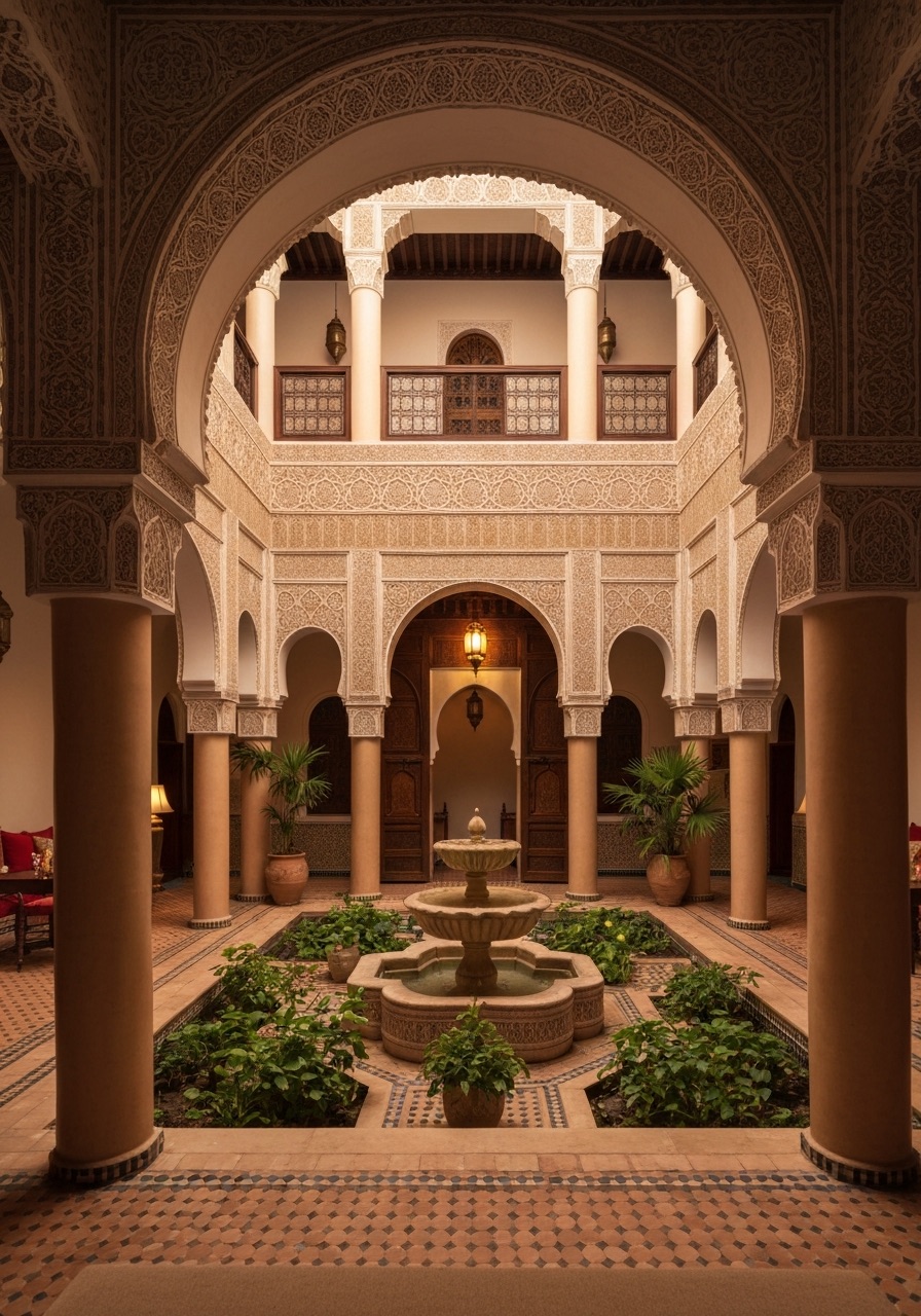 Cour intérieure d’un riad marocain